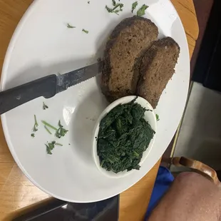 Meatloaf and spinach