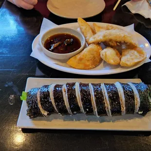 Dumplings and bugolgi kimbap