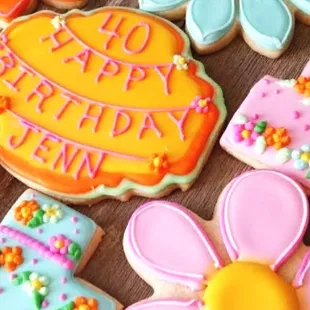 a variety of decorated cookies