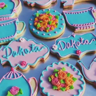 a variety of decorated cookies
