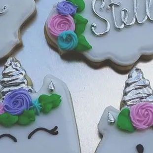 a close up of decorated cookies
