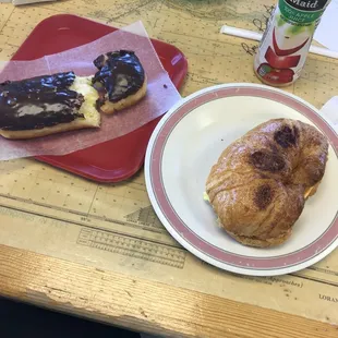 Long John and bacon, egg, and cheese croissant