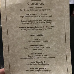 menu