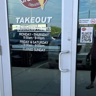 Front door and business hours