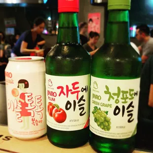 Jinro TokTok Peach. Plum and Grape Soju.