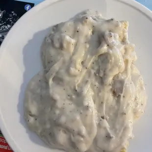 A single Homemade Biscuit &amp; Sausage Gravy