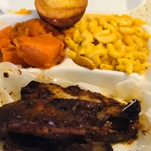 ribs, corn, carrots, and cornbreads