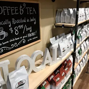 Take home a bag of your favorite coffee or tea -- all local!
