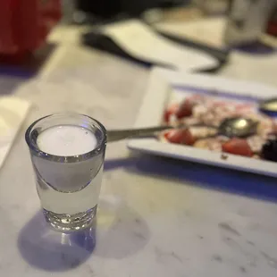 Free shot of something from the bartender