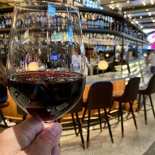 a hand holding a glass of wine