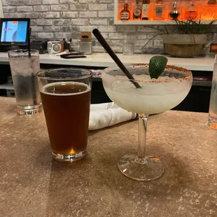 Sweet coconut pineapple margarita &amp; the Lansing amber cream ale