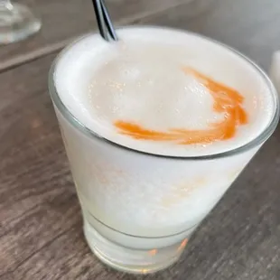 a close up of a drink in a glass