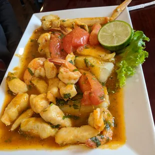 Seafood.. cooked well, but spicy