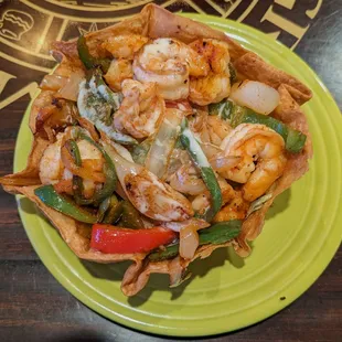 This is the Shrimp Taco Salad entrée.  Photo taken January 27, 2024.