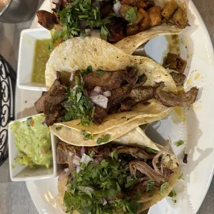 Street Tacos. Steak, pastor and carnitas.
