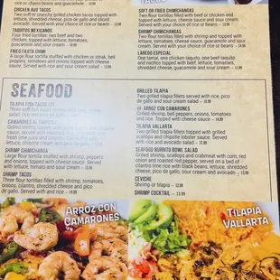 Menu (June 2021) Specialty Dinners, Seafood