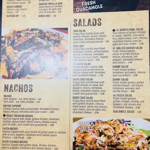 Menu (June 2021): Apps, Salads &amp; Nachos