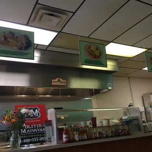 Kitchen with hot sauce choices