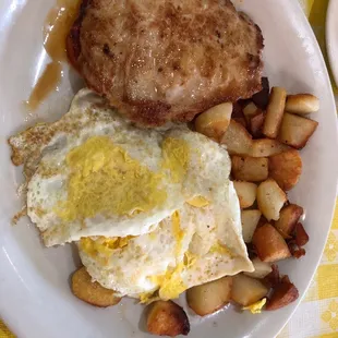 Pork chop and eggs