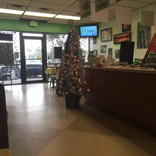 Christmas tree and TV