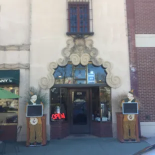 the entrance to the building