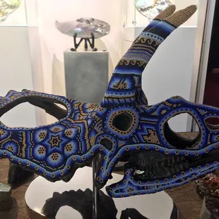 Huichol bead work on a skull