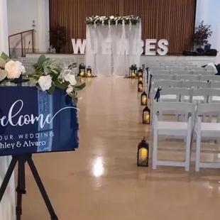 View of the hall decorated for our wedding