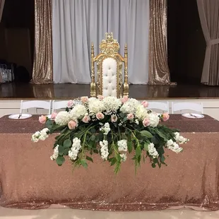 Head table in front of stage