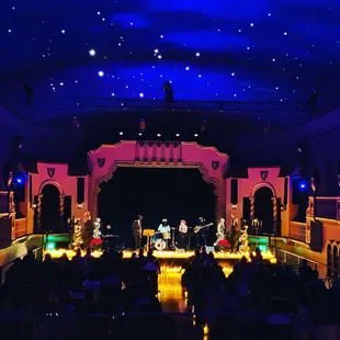 a stage with a band on it