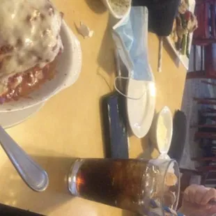 Lasagna My one son's chicken and sausage and the others spaghetti a good meal