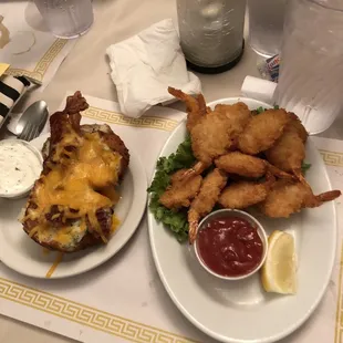 Potato puff and order of shrimp (all-you-can-eat night).