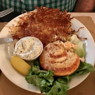Lobster stuffed salmon with hashbrowns