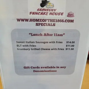 Did not see until we ordered from the soft open menu.