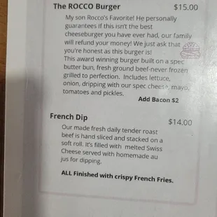 French dip on a soft roll is a no for us!