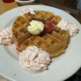 Strawberry Fields Waffle with Chocolate Chips