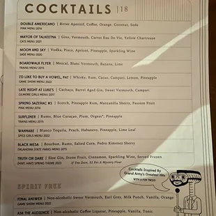 Cocktail menu (march 2023) at Grand Army