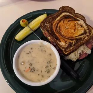 Scarlett Pumpernickel sandwich with Wild Rice soup