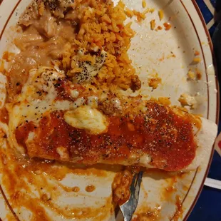 a plate of food that has been eaten