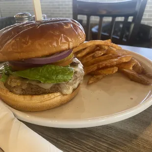 Burger and fries