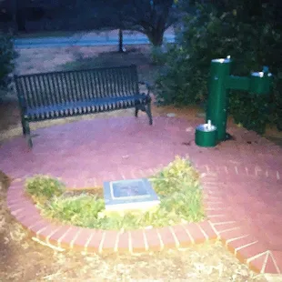Grand Blvd Park:  Bench and 3-way water fountain