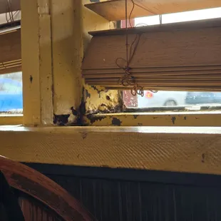 Paint Peeling, Woot Rot, next to table