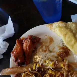Spicy hot wings and the best crab rangoon