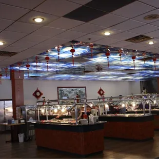 a view of a buffet from the inside