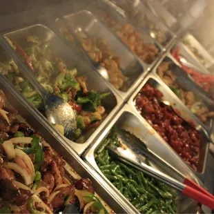 a variety of food being served