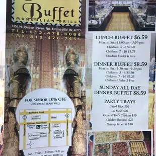 The menu...