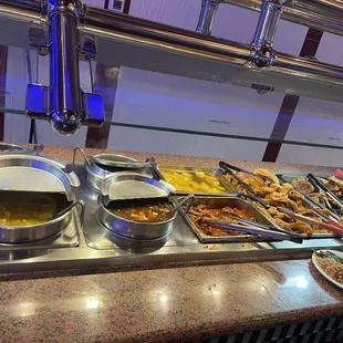 a variety of food items on a counter