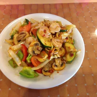 Mongolian stir fry or Hibachi, you select the items they stir fry for you