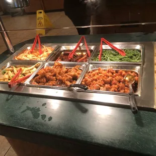 Yummy boiled shrimp, honey chicken etc