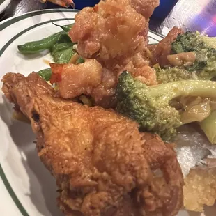 Chicken broccoli, wings, orange chicken