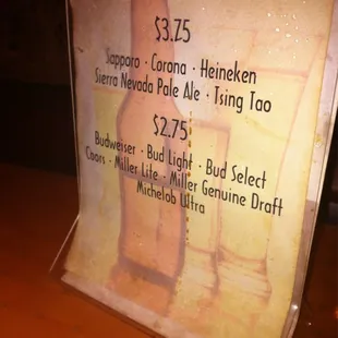 Eck. The beer menu is behind plastic and still managed to get smeared with some kind of nasty.